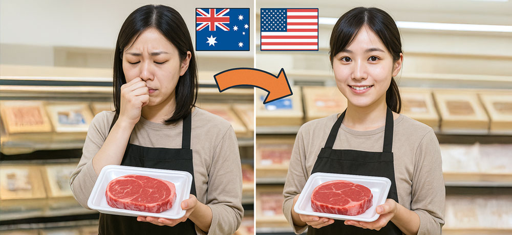 オージービーフ(グラスフェッド)の臭いを抑える処理や調理をするなら、アメリカンビーフなどの牛肉を購入したほうが無難です。