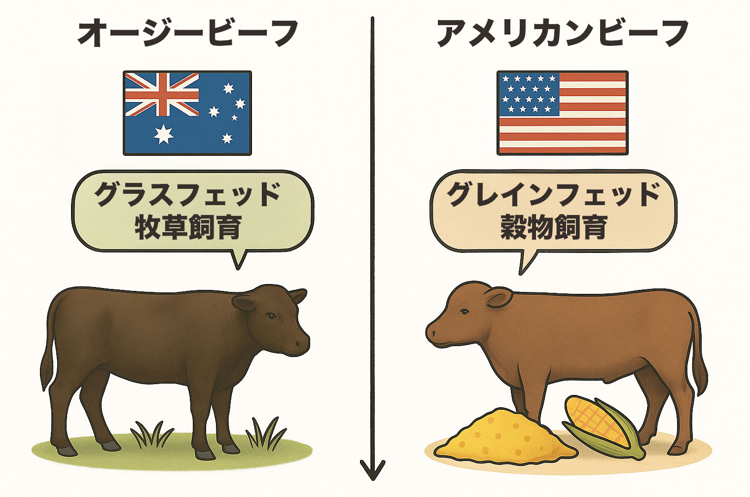オージービーフとアメリカンビーフの違い