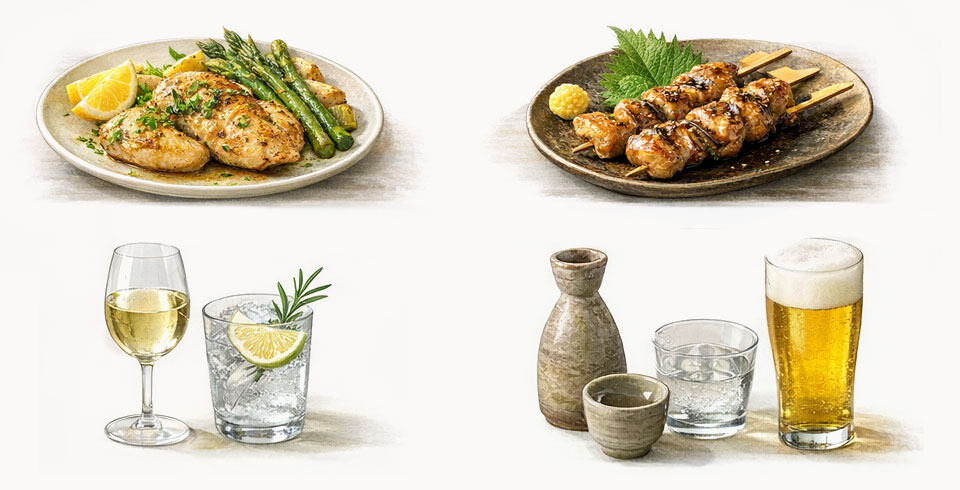 料理とお酒の香りの調和