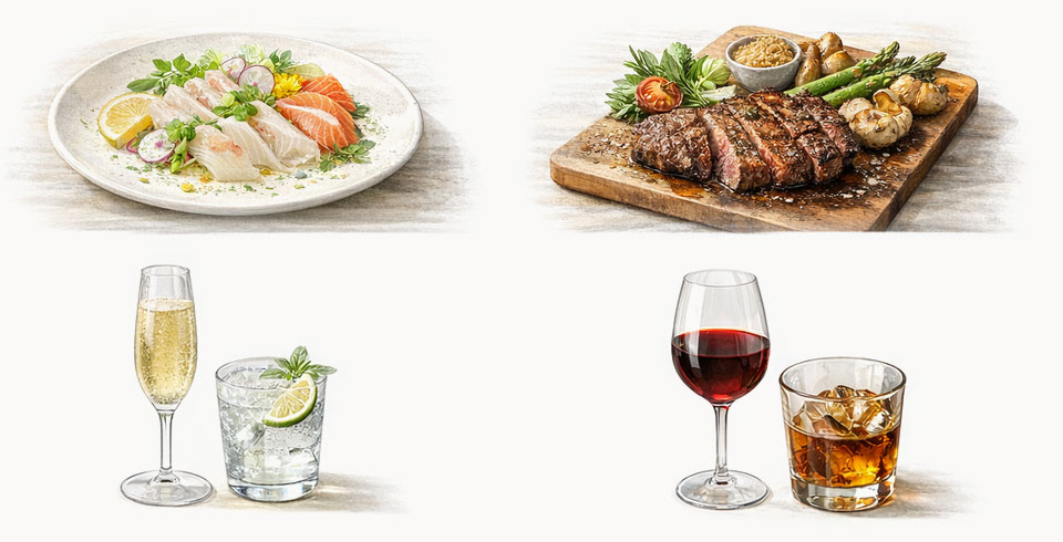 料理とお酒の色のマッチング