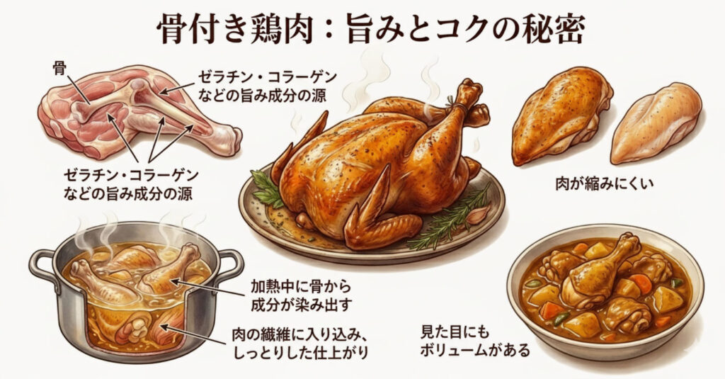骨がついたままの鶏肉の旨味とコクの秘密