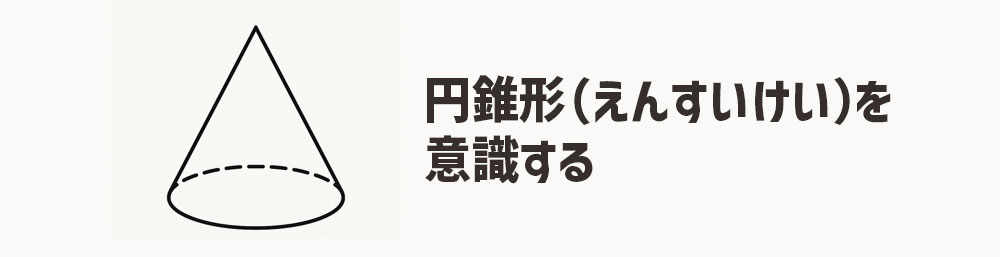 形としては、円錐形(えんすいけい)です。