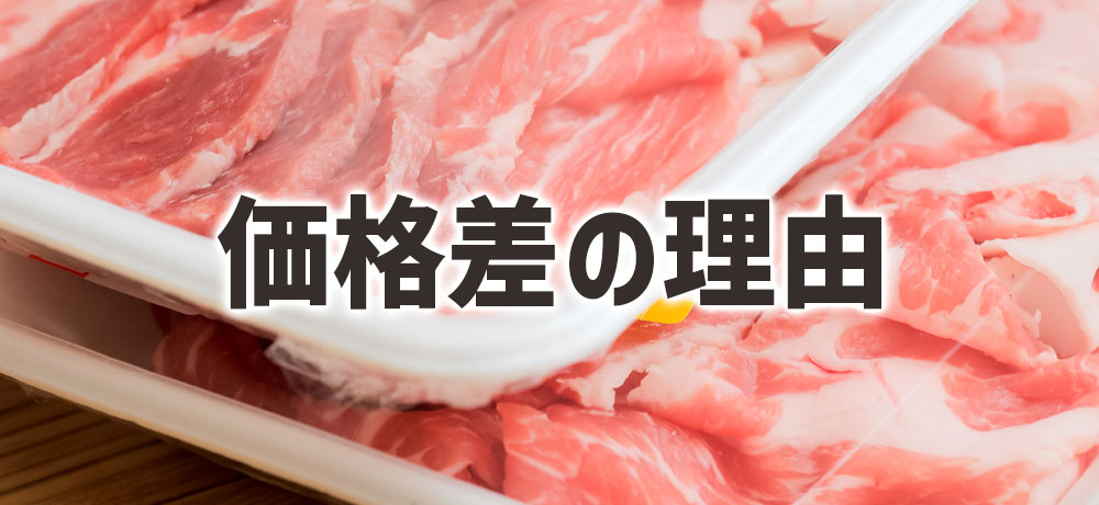 国産豚肉と外国産豚肉の価格差