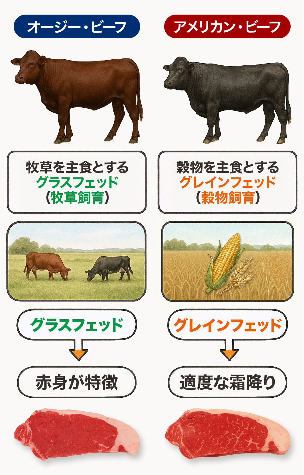 オージービーフとアメリカンビーフの違い