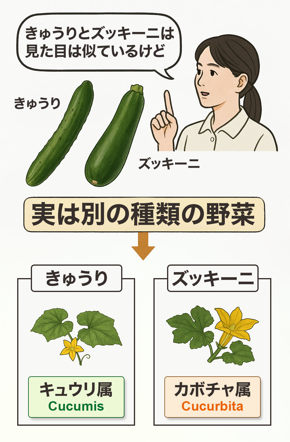 きゅうりとズッキーニは別の種類の野菜
