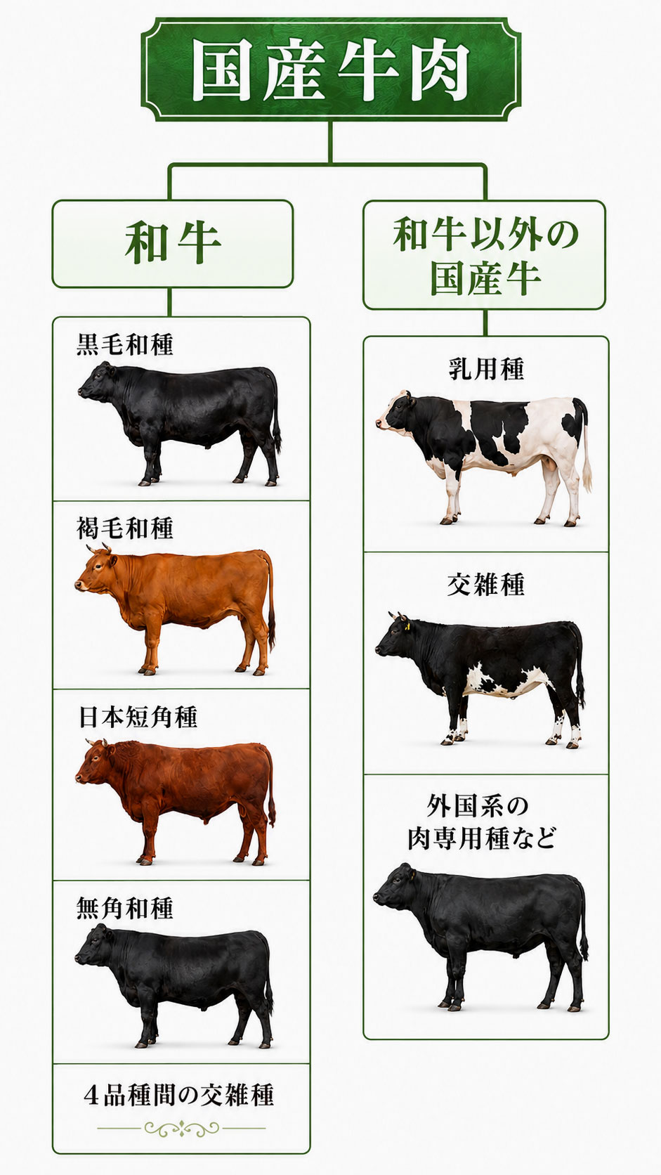 「国産牛」は一つの品種を表す名前ではありません。