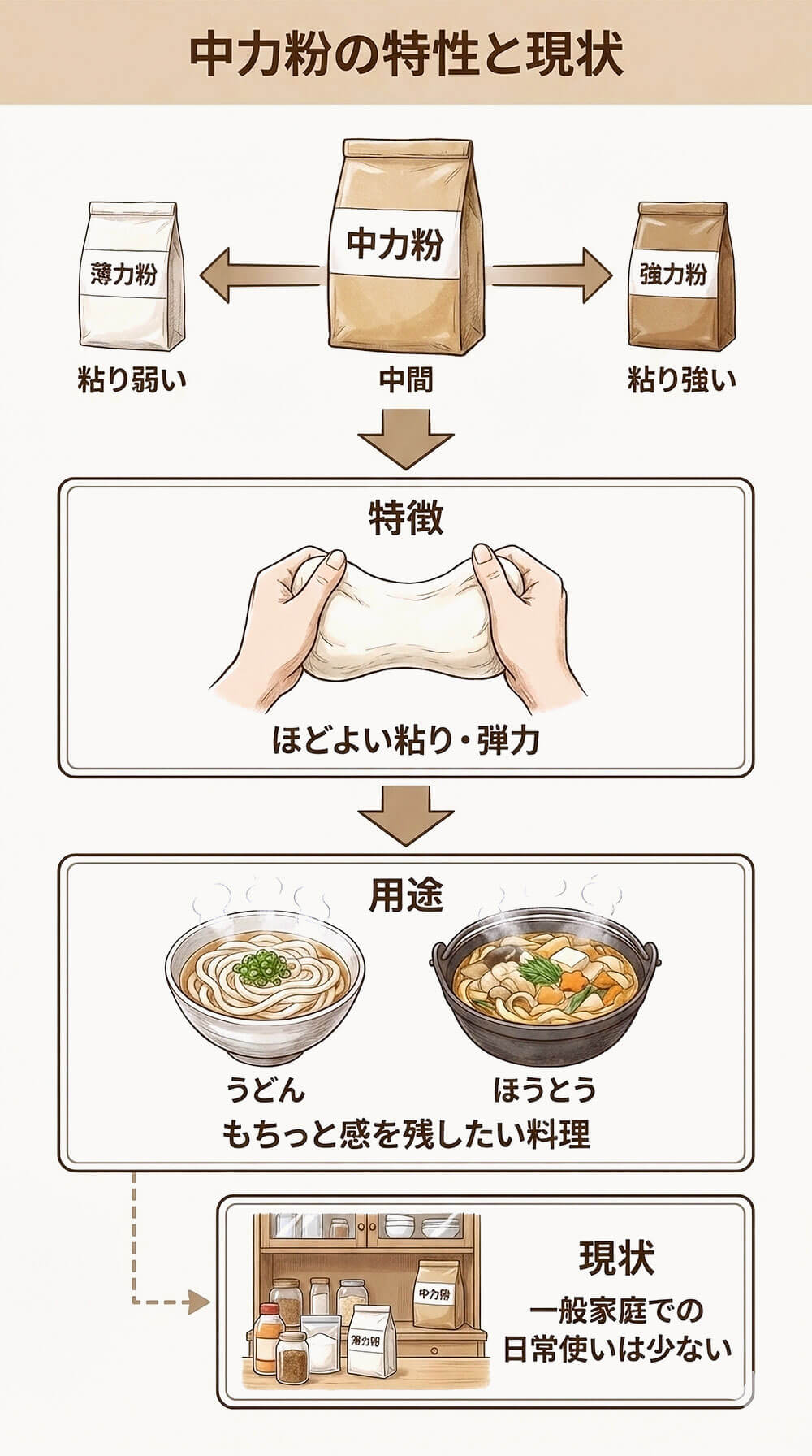 中力粉の特徴：うどんやほうとうに最適