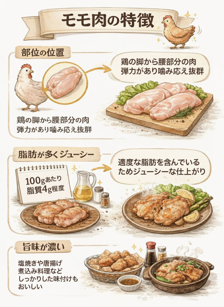モモ肉の特徴と部位の位置