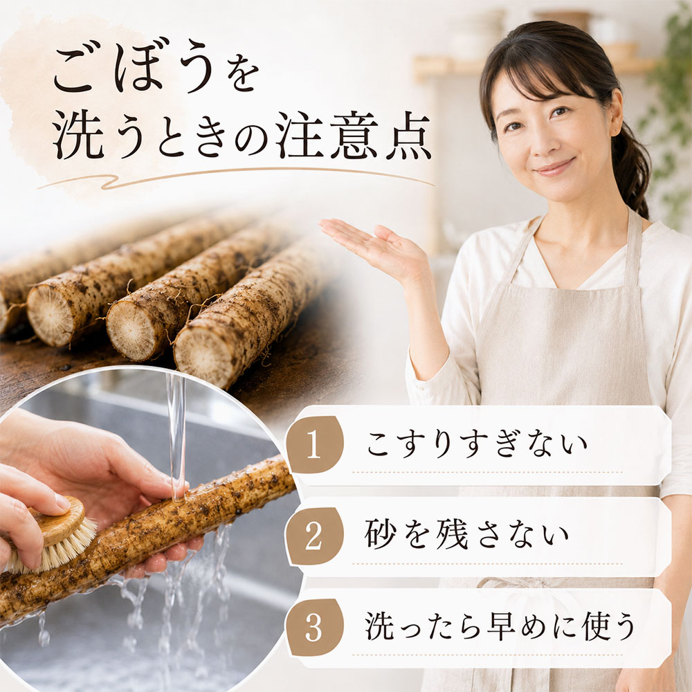 ごぼうを洗うときの注意点