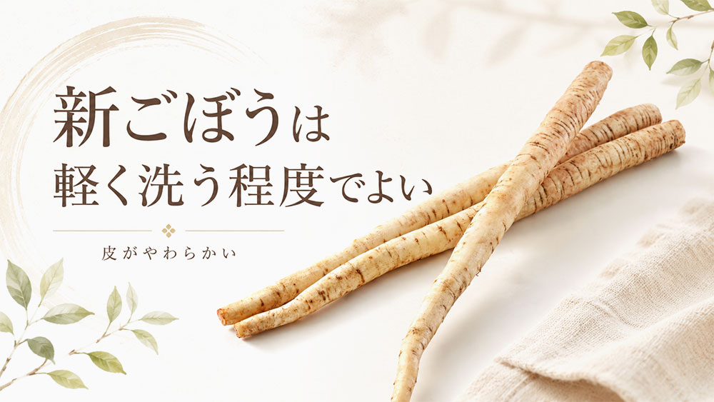 新ごぼうは皮がやわらかいので軽く洗う程度でよい