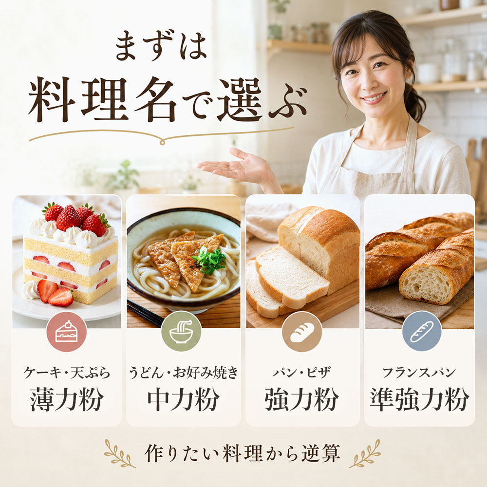 小麦粉の種類と違いを一覧表で比較