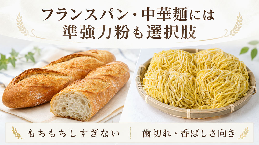 フランスパン・中華麺には準強力粉も選択肢