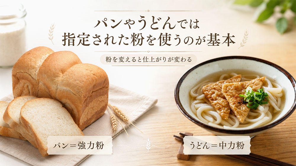 パンやうどんでは指定された粉を使うのが基本