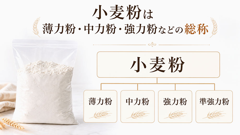 小麦粉は薄力粉・中力粉・強力粉などの総称