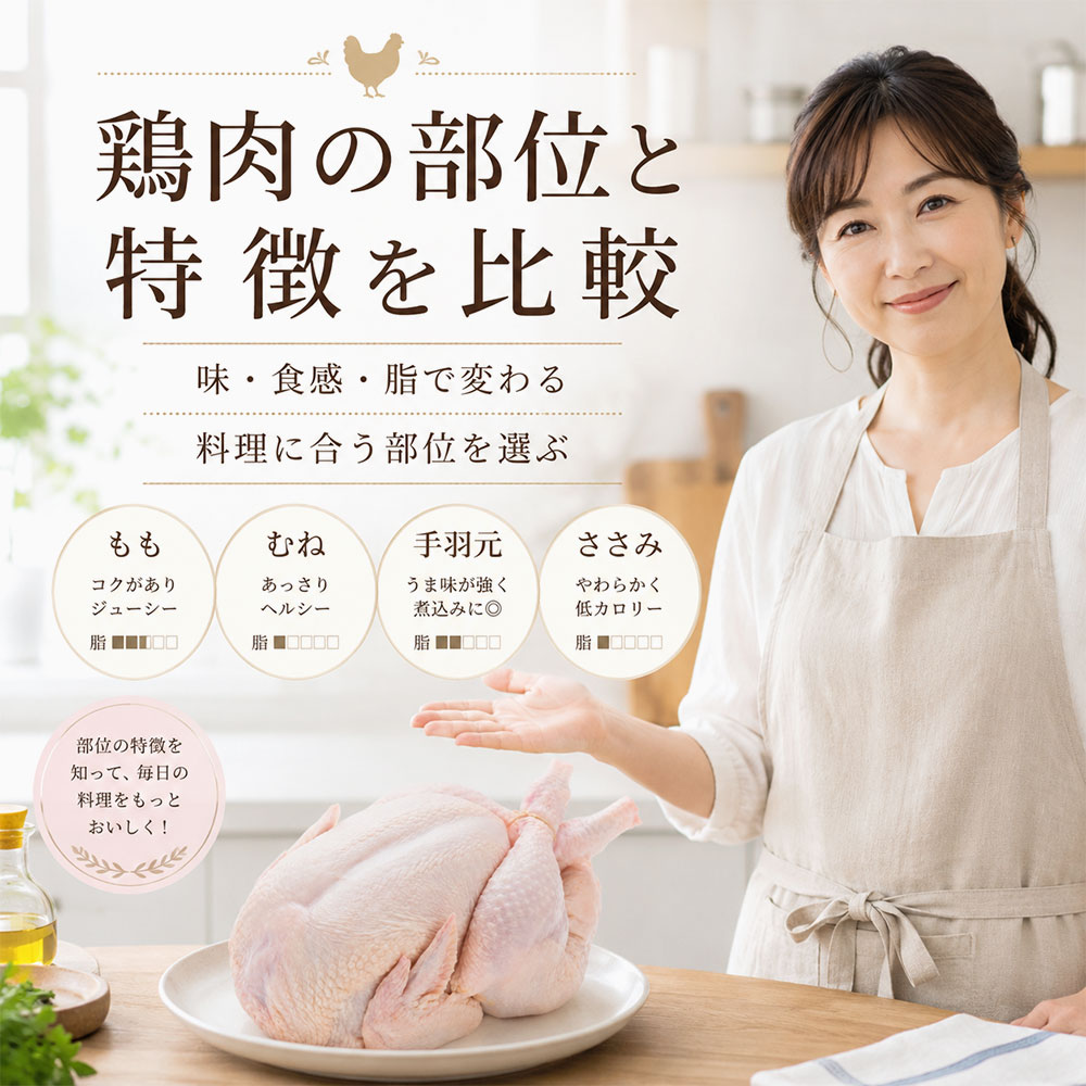 鶏肉の部位と特徴を一覧で比較