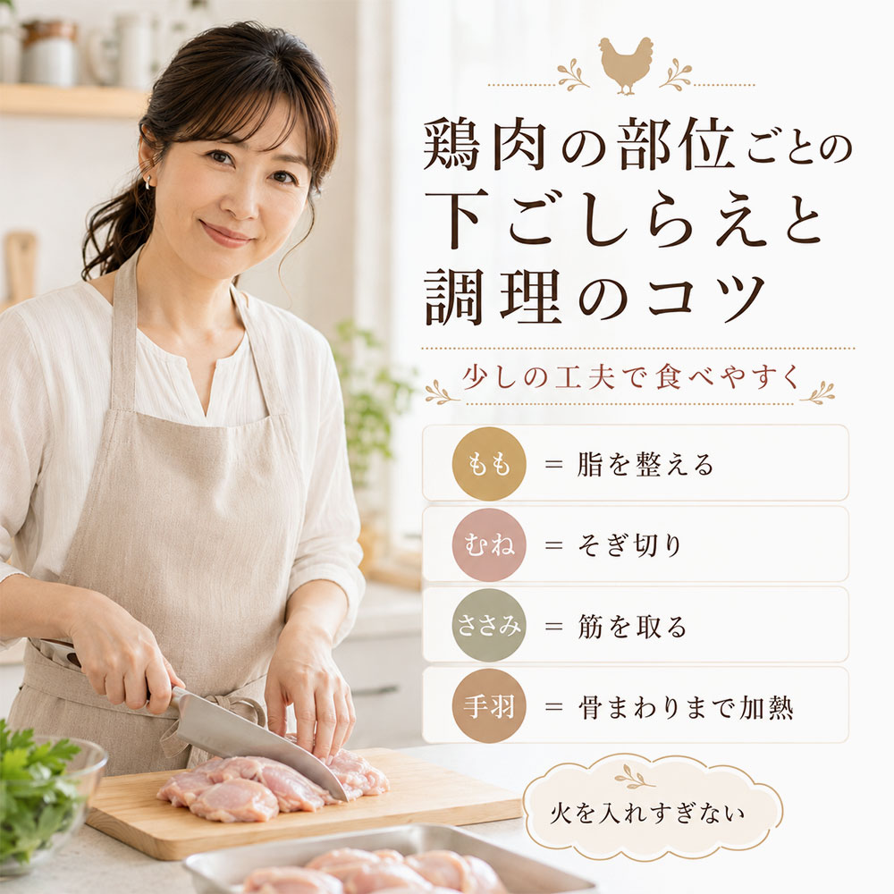 鶏肉の部位ごとの下ごしらえと調理のコツ