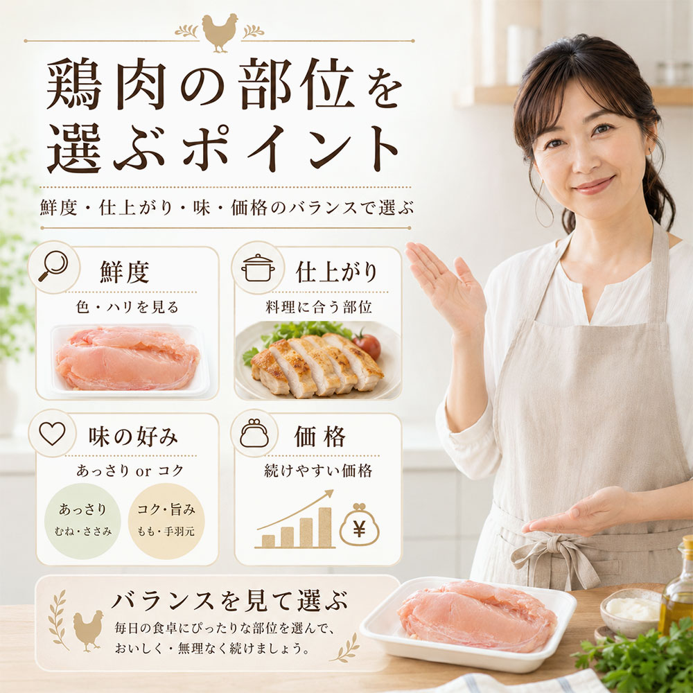 鶏肉の部位を選ぶときのポイント