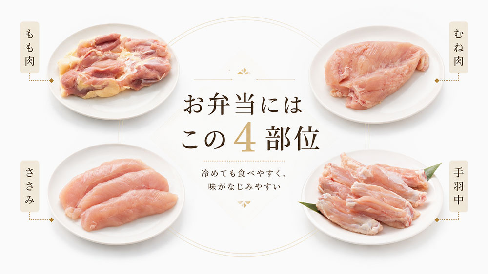 お弁当には冷めても食べやすい部位を選ぶ