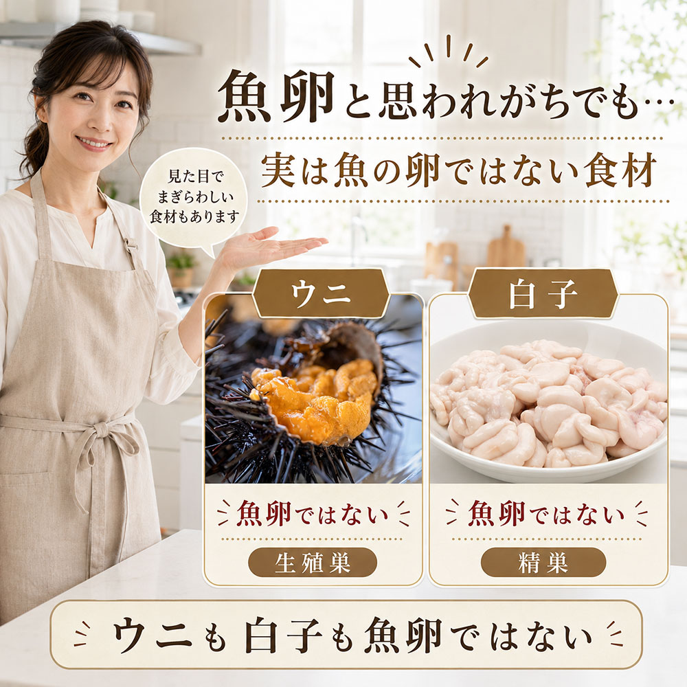 魚卵に似た食材(ウニ・白子など)