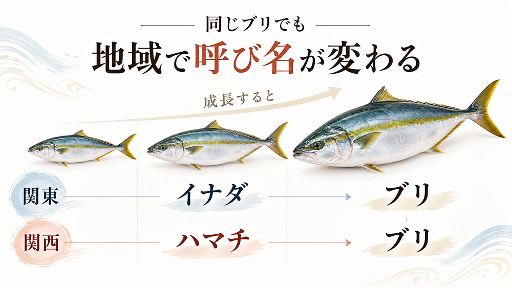 関東ではイナダ、関西ではハマチ？地域で違う呼び名を比較