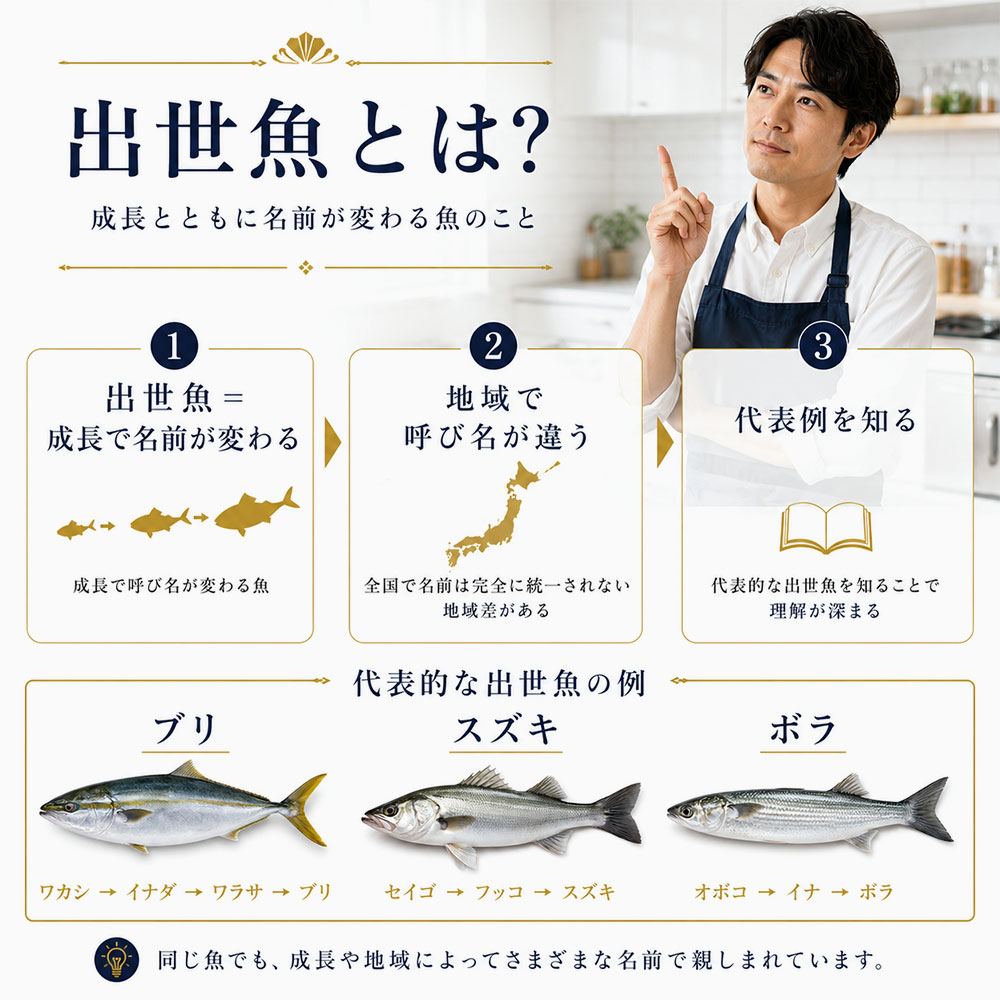 出世魚の一覧表｜代表的な魚と名前の順番