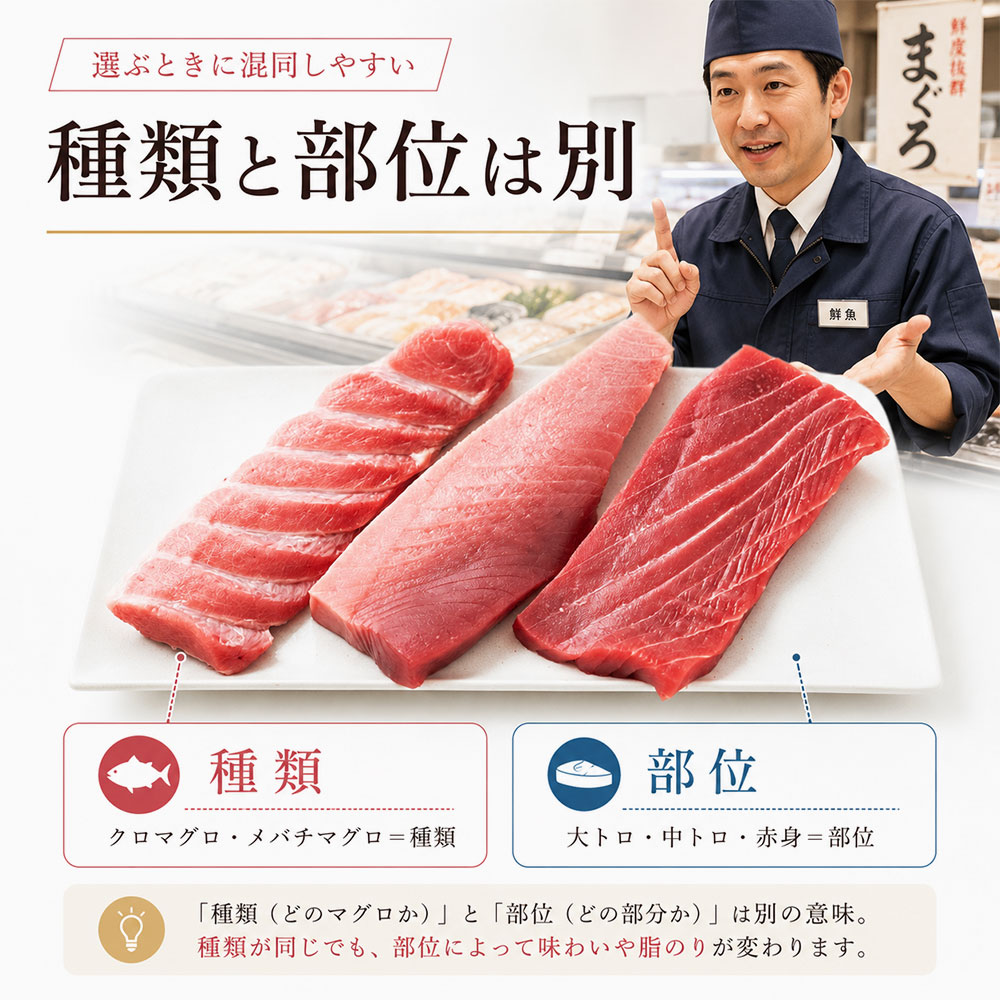 マグロの種類と部位の違い｜大トロ・中トロ・赤身は種類ではない