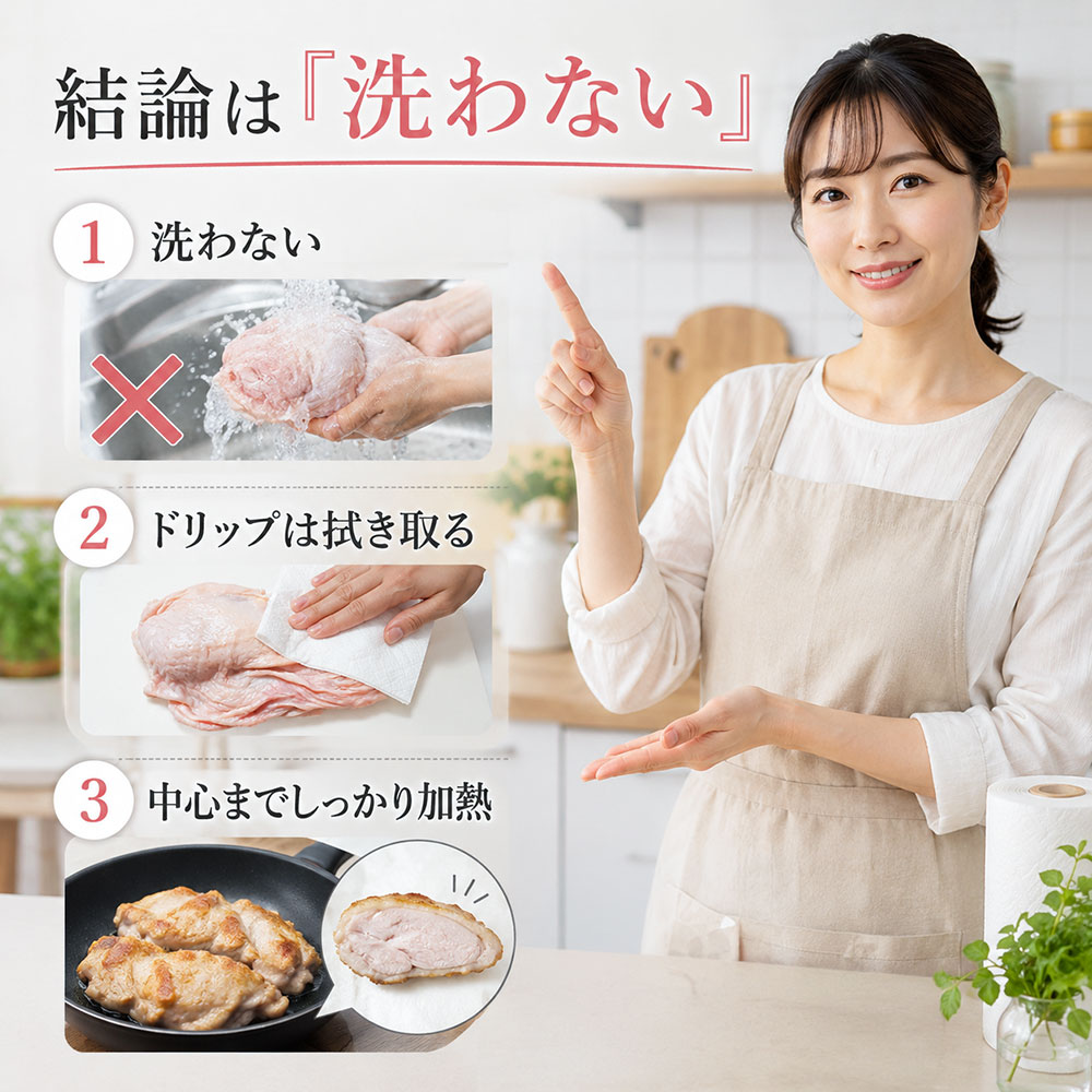 鶏肉は洗う？洗わない？結論は「洗わない」