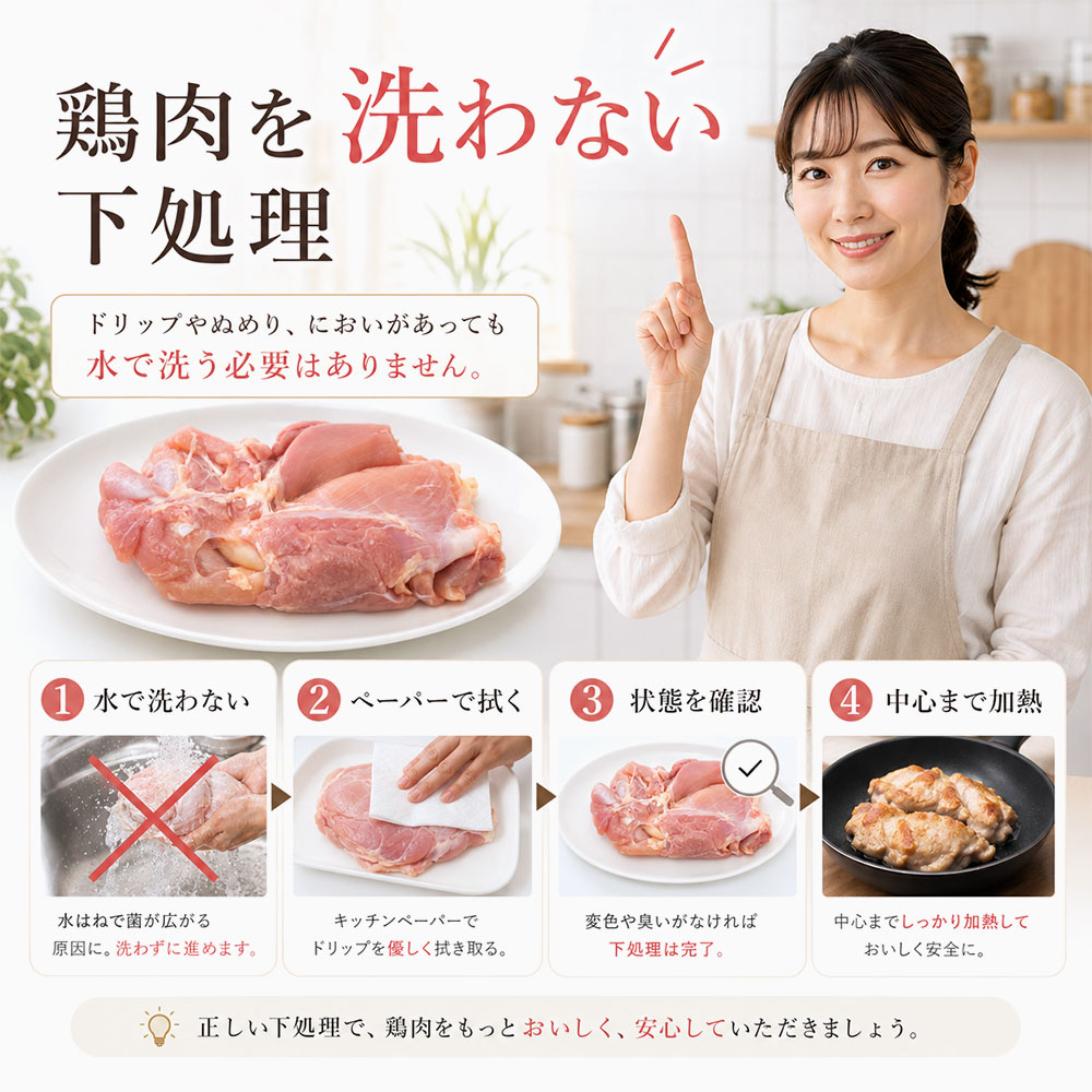 鶏肉を洗わない下処理の方法