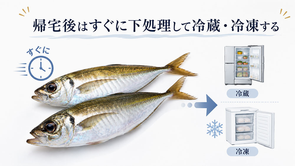 帰宅後はすぐに下処理して冷蔵・冷凍する