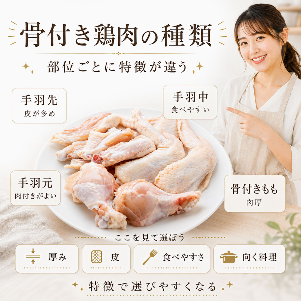 鶏肉の骨付き部位の種類とおすすめ料理