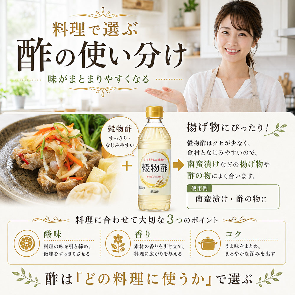 料理別に見る酢の使い分け