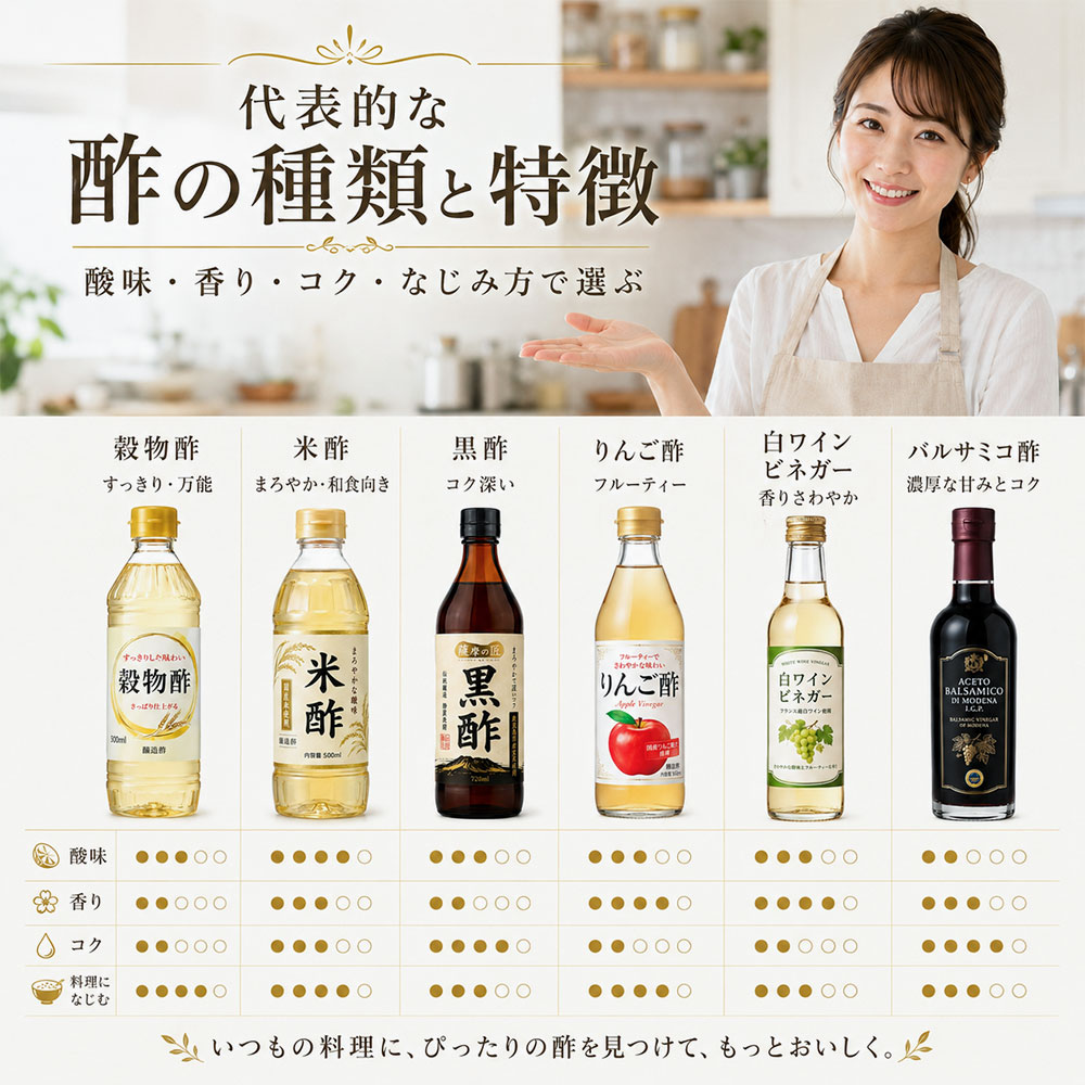代表的な酢の種類と特徴