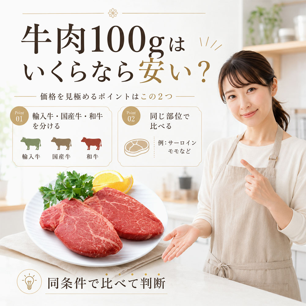 牛肉100gはいくらなら安い？