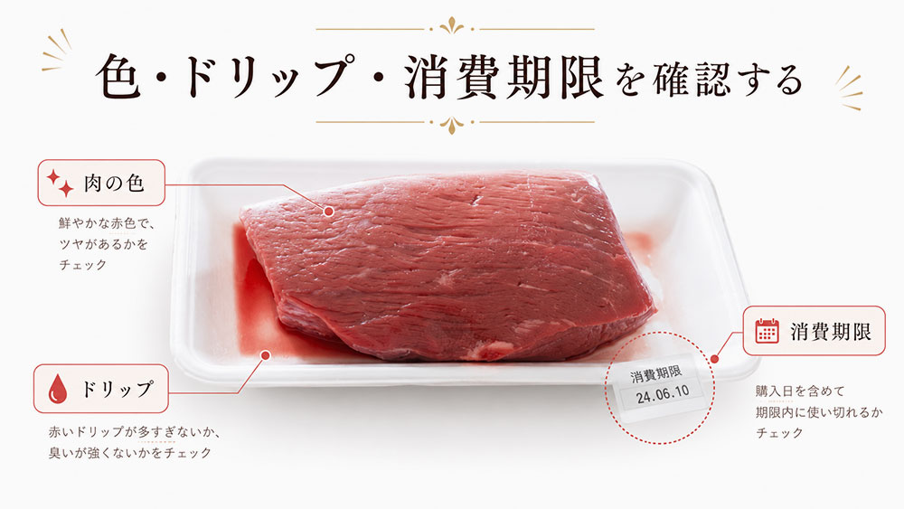 色・ドリップ・消費期限を確認する