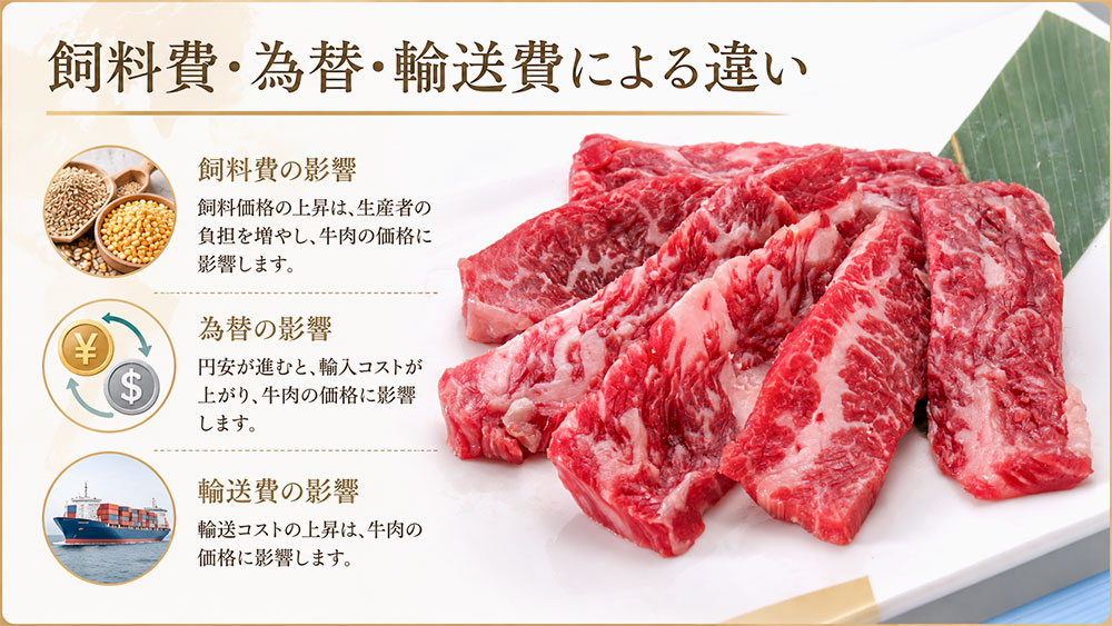 飼料費・為替・輸送費による違い
