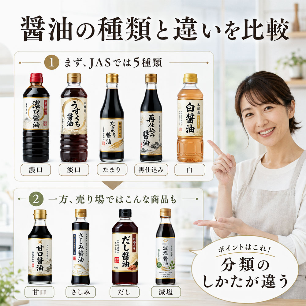 醤油の種類と違いを一覧表で比較