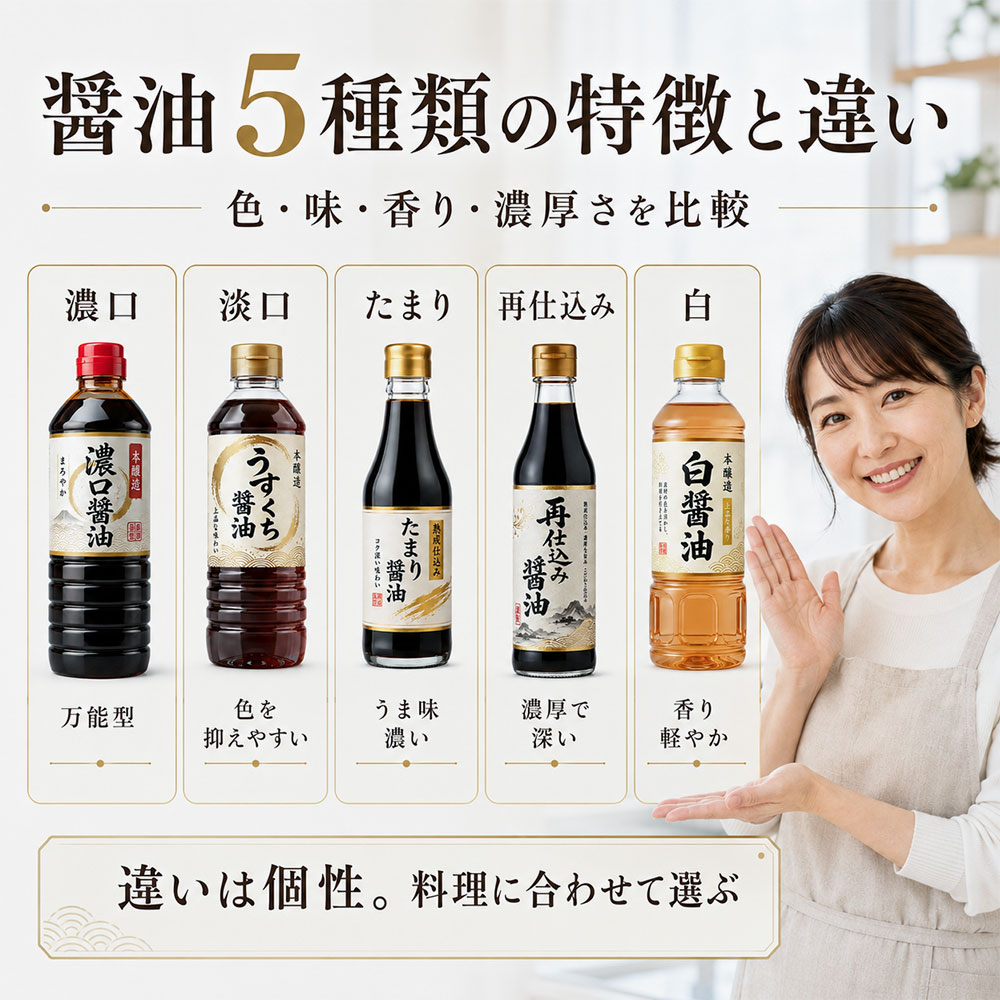 醤油5種類の特徴と違い