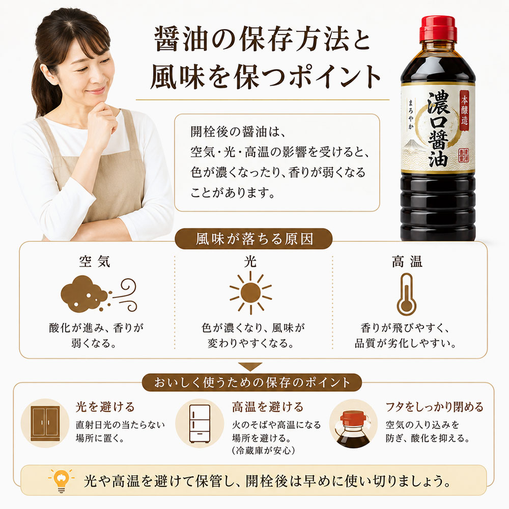 醤油の保存方法と風味を保つポイント