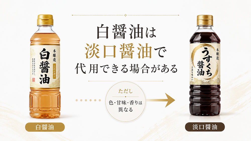 白醤油は淡口醤油で代用できる場合がある