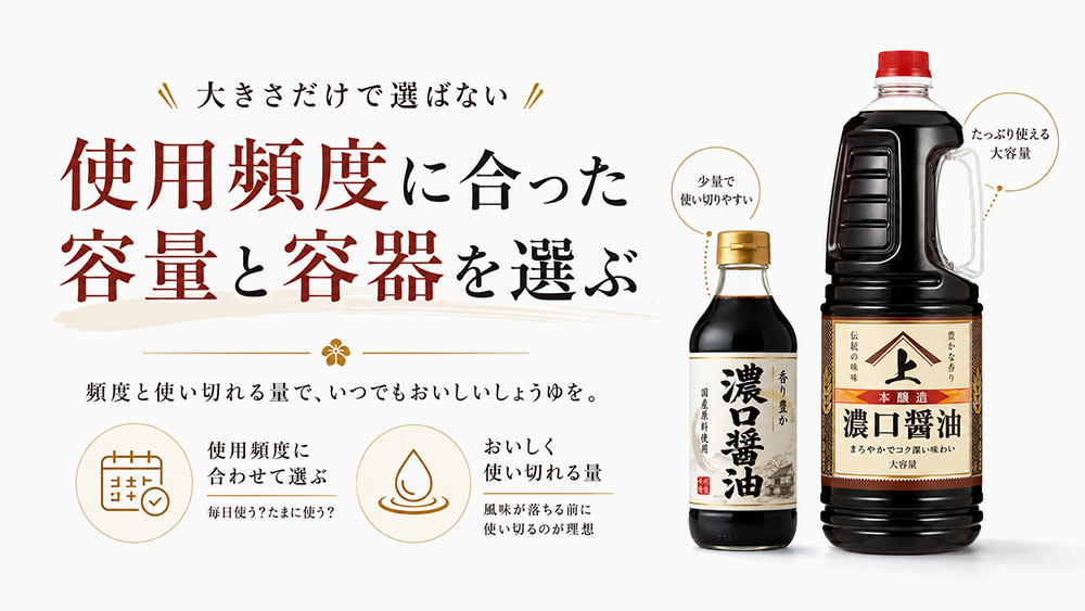 使用頻度に合った容量と容器を選ぶ