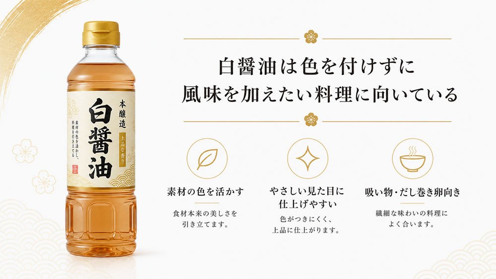 白醤油は色を付けずに風味を加えたい料理に向いている