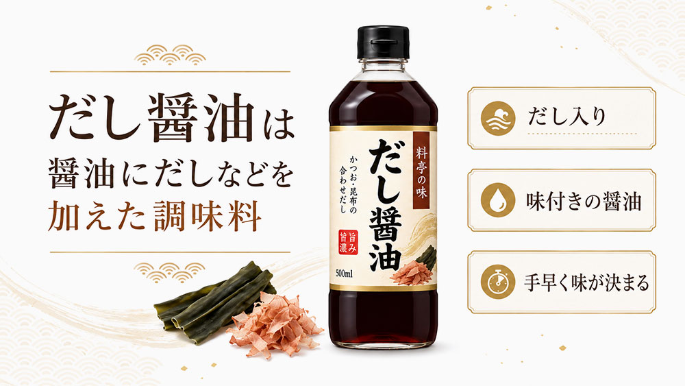 だし醤油は醤油にだしなどを加えた調味料