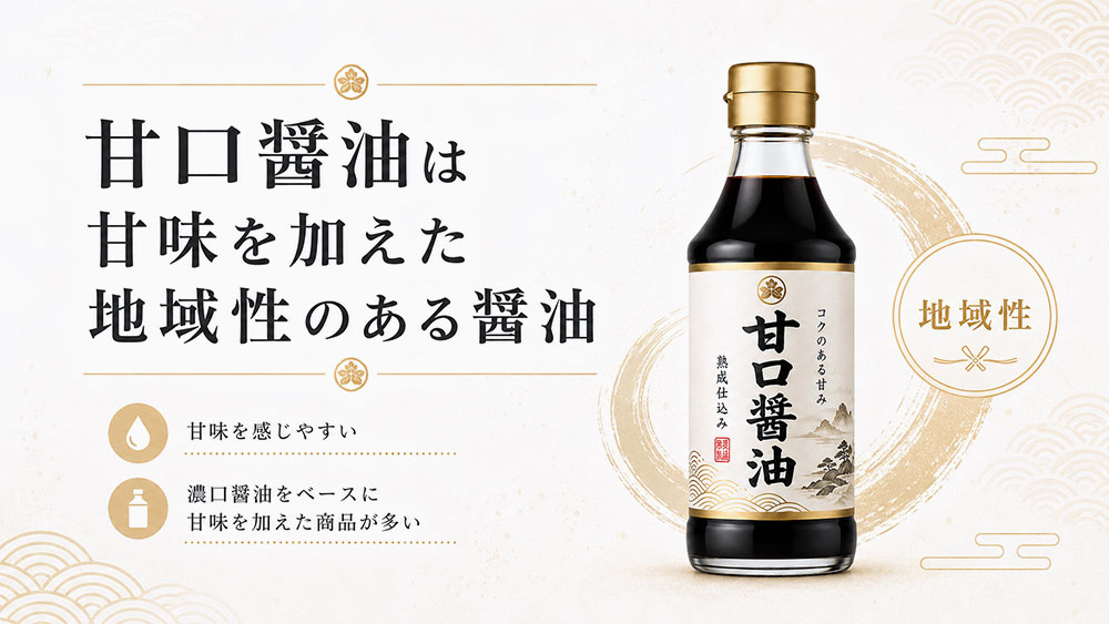 甘口醤油は甘味を加えた地域性のある醤油