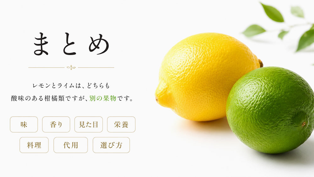 レモンとライムの違いとは:まとめ