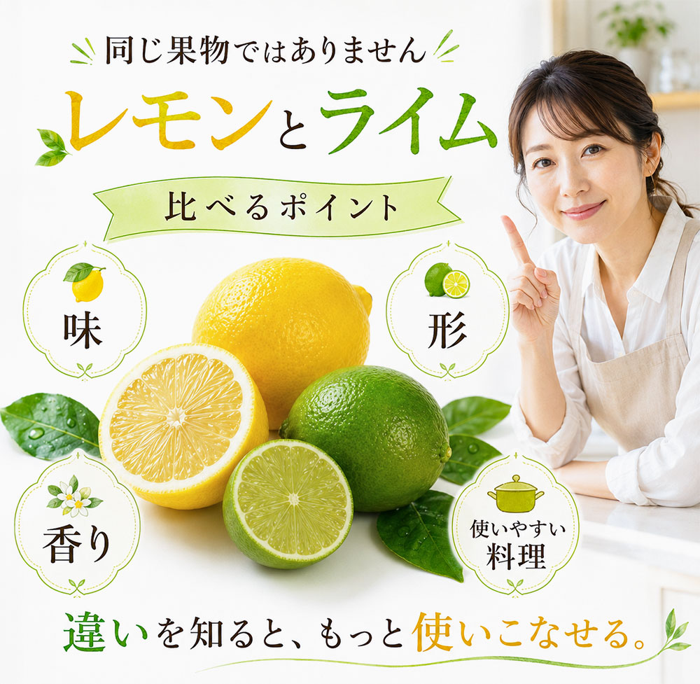 レモンとライムの違いを一覧表で比較