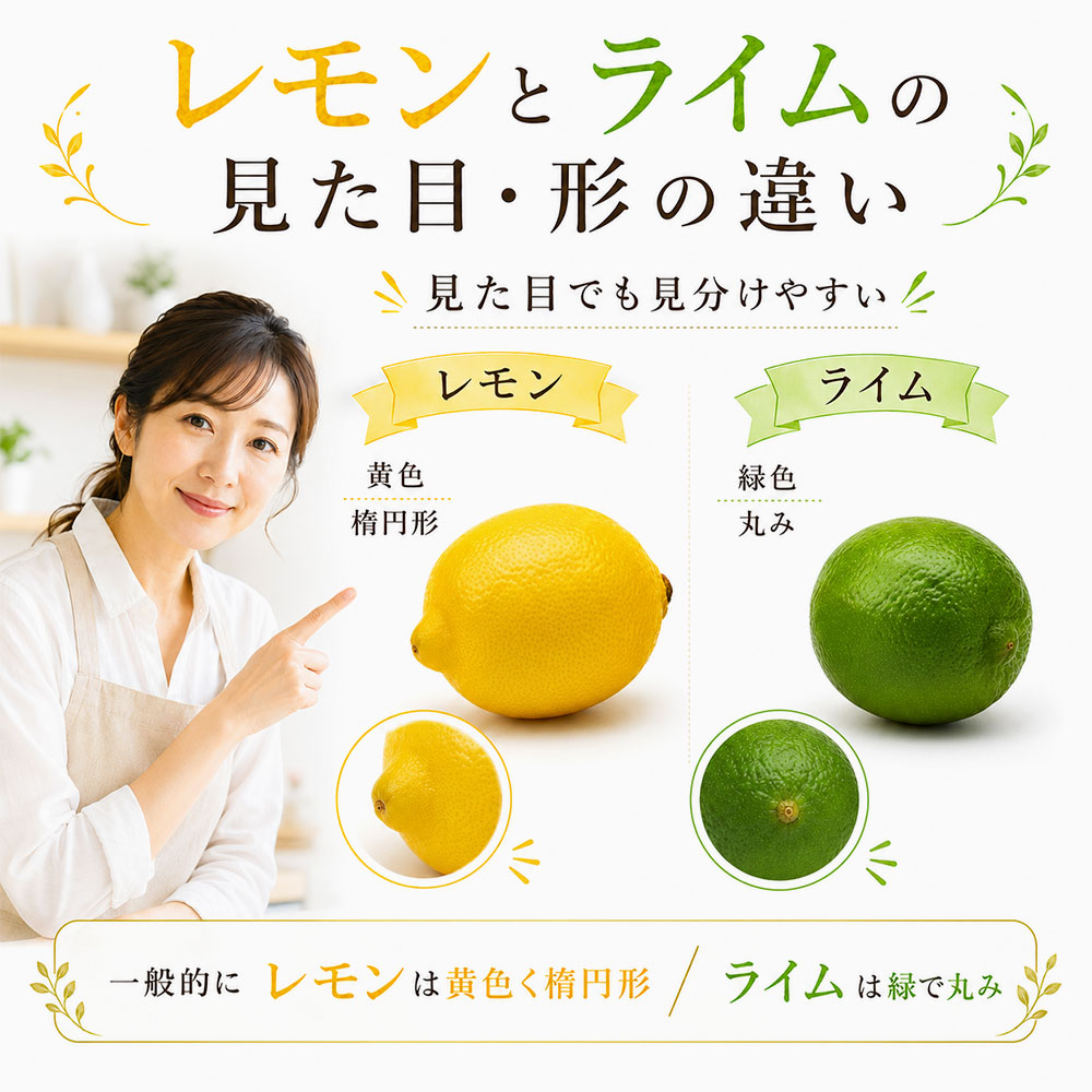 レモンとライムの見た目・形の違い