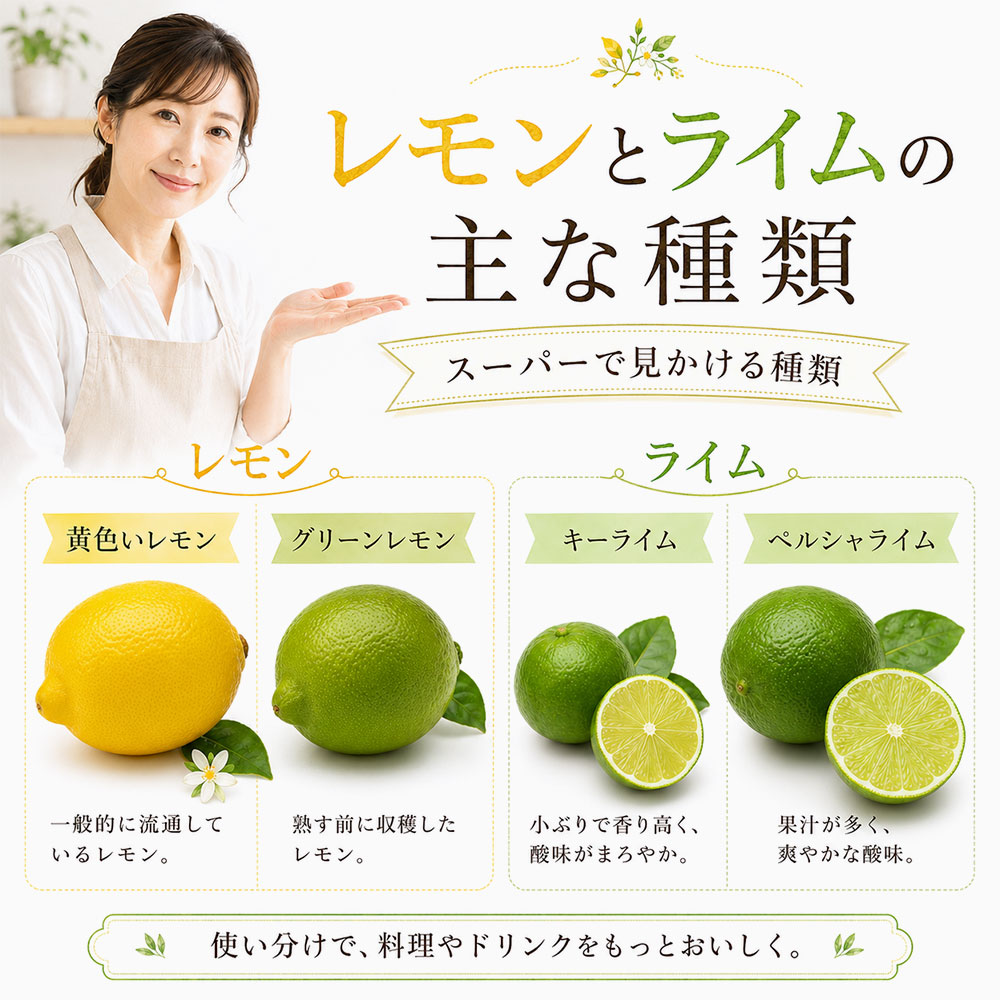 レモンとライムの主な種類