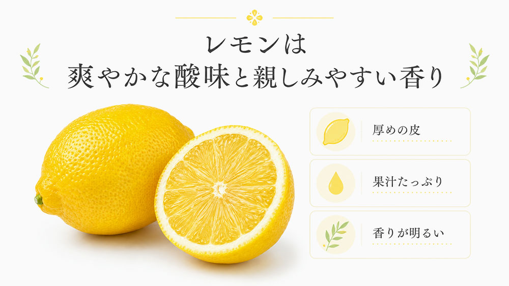 レモンは爽やかな酸味と親しみやすい香り