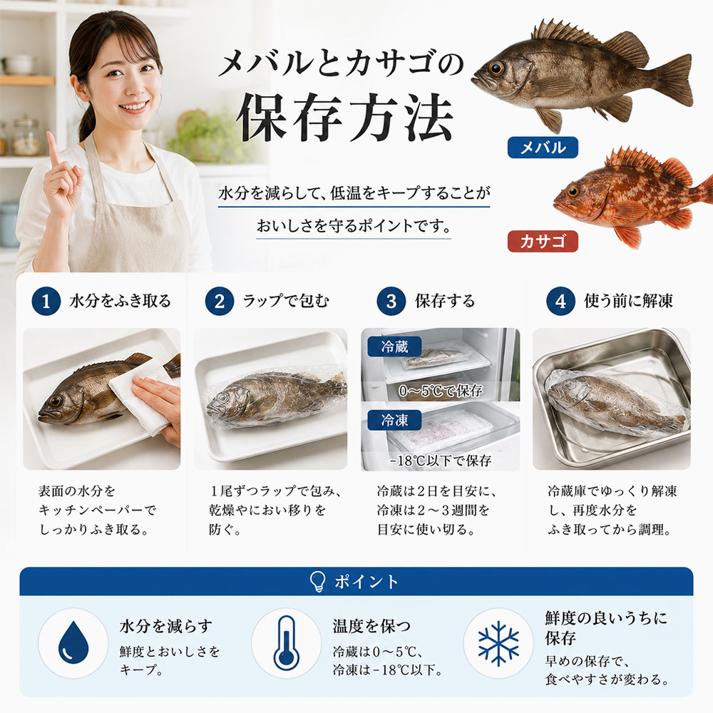 メバルとカサゴの保存方法