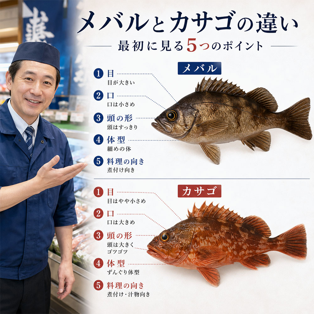 メバルとカサゴの違いを一覧表で比較